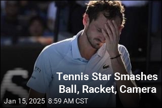 Tennis Star Smashes Ball, Racket, Camera